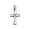 304 Stainless Steel Micro Pave Cubic Zirconia Pendants STAS-Z107-08P-09-1