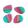 Transparent Resin & Walnut Wood Pendants RESI-M027-04G-4