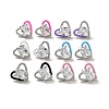 Clear Cubic Zirconia Heart Stud Earrings with Enamel EJEW-C027-04P-1