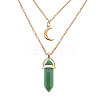 Natural Green Aventurine Cone Pendant Double Layer Necklace UX9990-5-1