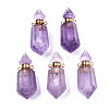Faceted Natural Amethyst Pendants G-T131-15G-1