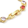 Valentine's Day Rack Plating Brass Cubic Zirconia Heart Link Chain Bracelets for Women BJEW-D032-03G-01-3