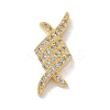 Rack Plating Brass Clear Cubic Zirconia Rhombus Connector Charms KK-A234-069G-1