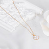 1Pc Zinc Alloy White Enamel Round with Letter Pendant Necklaces NJEW-LP0002-88G-V-3