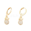 Clear Cubic Zirconia Pineapple Dangle Leverback Earrings EJEW-N012-99-2