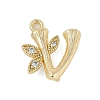 Brass Crystal Rhinestone Letter Links Connector Charms KK-S395-06G-V-1