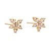 4 Pairs 2 Style Brass Micro Pave Clear Cubic Zirconia Stud Earring Findings KK-ZZ0001-06-4