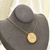 304 Stainless Steel Clear Cubic Zirconia Moon Phase Flat Round Pendant Necklaces NJEW-R018-03G-2