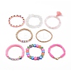 8Pcs Love Theme Natural Rose Quartz & Synthetic Hematite & Opalite Tassel Charm Bracelet Sets BJEW-JB08947-4
