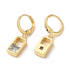 Rack Plating Brass Rectangle Dangle Leverback Earrings with Cubic Zirconia EJEW-D061-32G-2