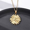 304 Stainless Steel Flower Pendant Necklaces NJEW-H059-30B-G-2