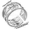 Minimalist Hollow Leaf 304 Stainless Steel Opem Cuff Ring for Unisex LU1805-1-1