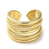 Rack Plating Brass Multi Lines Open Cuff Rings RJEW-K249-05G-2