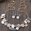 Flat Round & Oval & Square Zinc Alloy Enamel Pendant Necklaces & Stud Earrings Sets WG42338-04-1