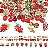 40Pcs 20 Styles  Strawberry & Cherry Alloy Pendants FIND-SC0019-91-1