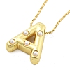 Brass & Plastic Pearl Letter Pendant Box Chain Necklaces for Women NJEW-U017-01G-01-2