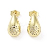 Teardrop Rack Plating Brass Cubic Zirconia Stud Earrings for Women EJEW-B047-02G-13-1