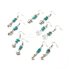 Synthetic Turquoise Chips Beaded Dangle Earrings EJEW-JE04890-01-1