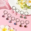 Natuarl Mixed Stone Round Hoop Earrings EJEW-JE06593-1