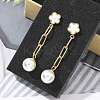 304 Stainless Steel Flower Dangle Stud Earrings EJEW-C096-54G-1