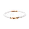 Gold-tone Miyuki Elastic Crystal Beaded Bracelet with Acrylic Tube Beads ST9349097-1