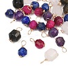 Natural Mixed Gemstone Copper Wire Wrapped Charms PALLOY-JF02173-1