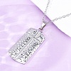 Texture Rectangle with Cross 304 Stainless Steel Pendant Necklaces NJEW-H059-12P-2