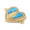 Rack Plating Brass Micro Pave Clear Cubic Zirconia Connector Charms KK-D088-41G-3