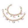 2Pcs Glass Flower & Fruit Bag Decorative Chains AJEW-BA00172-01-1