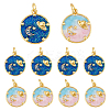 8Pcs 2 Colors Rack Plating Brass Micro Pave Cubic Zirconia Pendants KK-DC0003-47-1