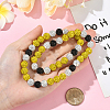1Pc Polymer Clay Rhinestone Round Beaded Stretch Necklaces NJEW-SP0001-14L-4