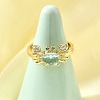 Ocean Theme Brass Micro Pave Cubic Zirconia Cuff Rings for Women RJEW-F184-17F-G-1