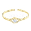 Cubic Zirconia Horse Eye Open Cuff Bangle BJEW-G651-04G-03-1