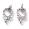 Brass Micro Pave Clear Cubic Zirconia Lobster Claw Clasps KK-C100-43G-5
