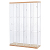 3-Tier 4-Grid Transparent Acrylic Minifigures Organizer Dispaly Case with Wood ODIS-WH0004-03B-1