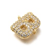 Brass Micro Pave Cubic Zirconia Letter Links X-KK-I717-04B-2