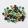 Choc-Mint Mix Pearlized Glass Pearl Beads HY-X006-8mm-04-2