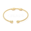 Rack Plating Brass Oval Beaded Cuff Bangle for Women BJEW-M298-13G-2