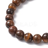 Natural Tiger Eye Cross Round Beaded Stretch Bracelets for Men Women BJEW-JB12258-01-4
