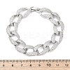 Brass Micro Pave Clear Cubic Zirconia Curb Chain Bracelets for Women BJEW-A034-04B-P-5