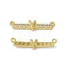 Rack Plating Brass Micro Pave Clear Cubic Zirconia Connector Charms KK-C007-37G-Y-2