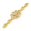 Brass Pave Clear Cubic Zirconia Flower Links Connector Charms KK-P277-50G-2