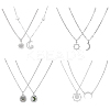 4 Sets 4 Style Sun and Moon 304 Stainless Steel Pendant Necklaces Set NJEW-FI0001-22-1