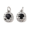 Square Brass Micro Pave Cubic Zirconia Charms KK-B102-09P-1