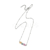 Natural Multicolor Tourmaline Faceted Cube Beads Pendant 304 Stainless Steel Satellite Chain Necklacs for Women NJEW-JN06541-02-4