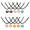 30Pcs 5 Color Zinc Alloy Enamel Shell Shape Pendant Necklaces Set with ABS Plastic Imitation Pearl Beaded NJEW-AB00020-1