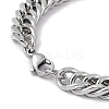 Tarnish Resistant 201 Stainless Steel Curb Chain Bracelet with 304 Stainless Steel Clasps for Men Women BJEW-M235-02B-P-3