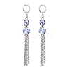 Handmade Flower Printed Porcelain Ceramic Beads Leverback Earrings EJEW-JE06893-3