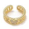 Rack Plating Brass Micro Pave Cubic Zirconia Cuff Finger Rings for Women RJEW-C114-11A-G-2