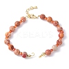 Cubic Zirconia & Natural Dyed Round Imperial Jasper Beaded Bracelet Making KK-F892-23G-1